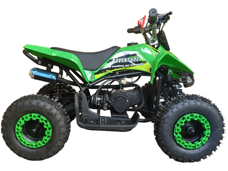 Kids Quad Bikes 49cc Petrol Motor in green color side view