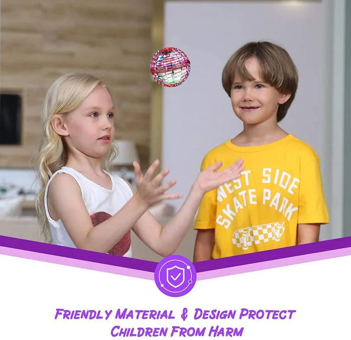Brother and Sister Playing with Flynova Pro Flying Ball in Red Color