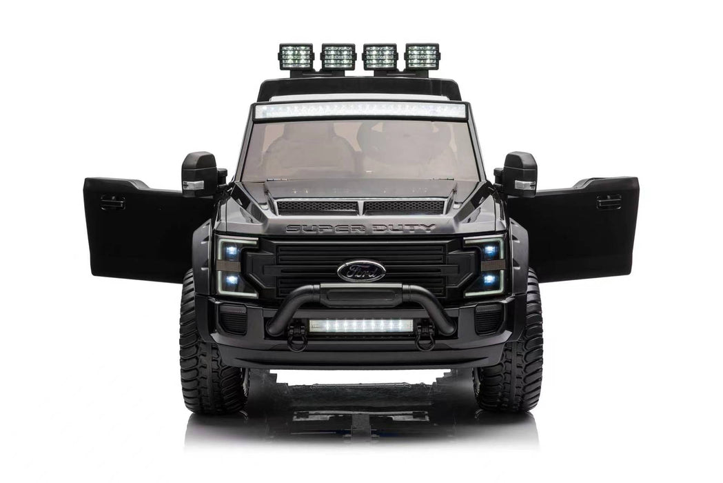 Black toy truck with open doors 