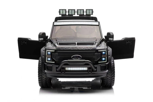 Black toy truck with open doors 