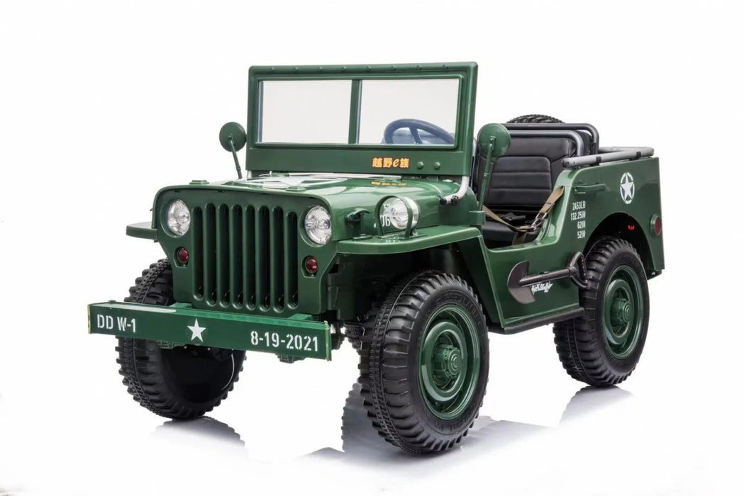3 Seater Kids Willys Jeep in green