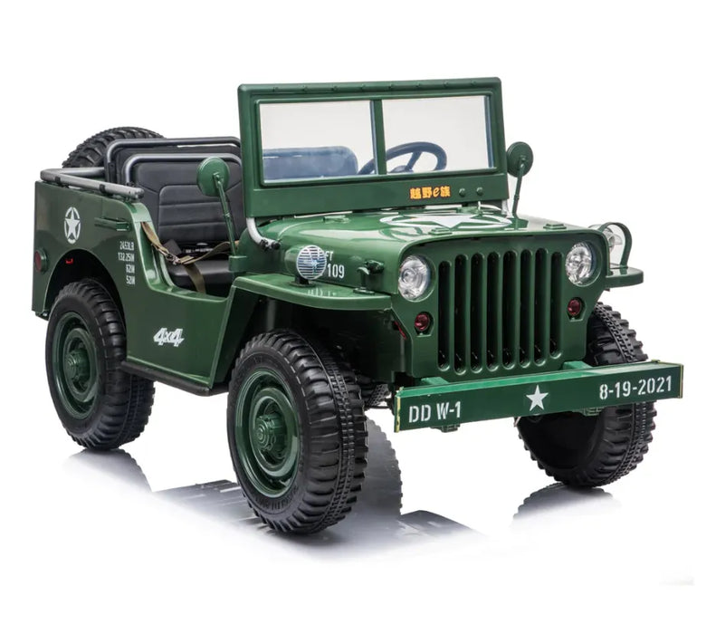 3 Seater Kids Willys Jeep in green