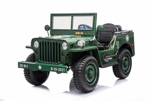 First 3 seater Kids Willys Jeep in Green - Kidscars.co.nz