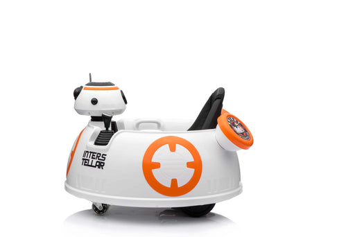 6V Ride on Bumper car for kids spaceship star wars in white design with side view