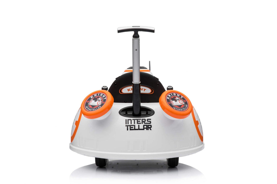 6V Ride on Bumper car for kids spaceship star wars in white design with back side side view