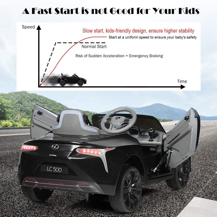 12V Licensed Lexus LC500 Black color A fast start is not good for your kids