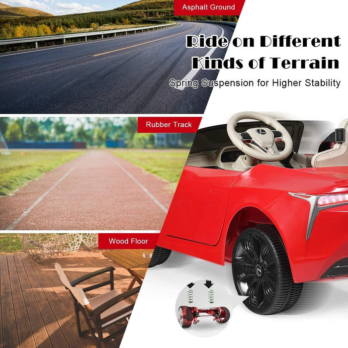 12V Licensed Lexus LC500 Red color ride on different kinds of terrain spring suspension for higher stability