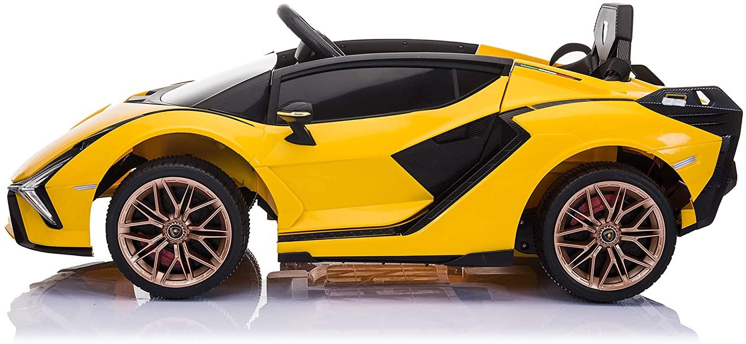 12V Kids Lamborghini Sian in yellow Color side view