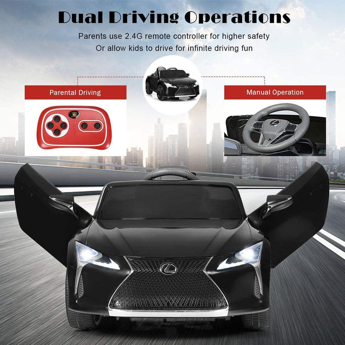 12V Licensed Lexus LC500 Black color dual driving operation with manual driving and parental driving