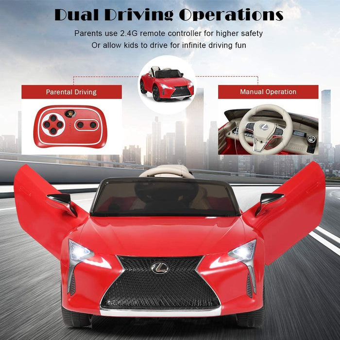 12V Licensed Lexus LC500 Red color dual driving operations with manual driving and parental driving
