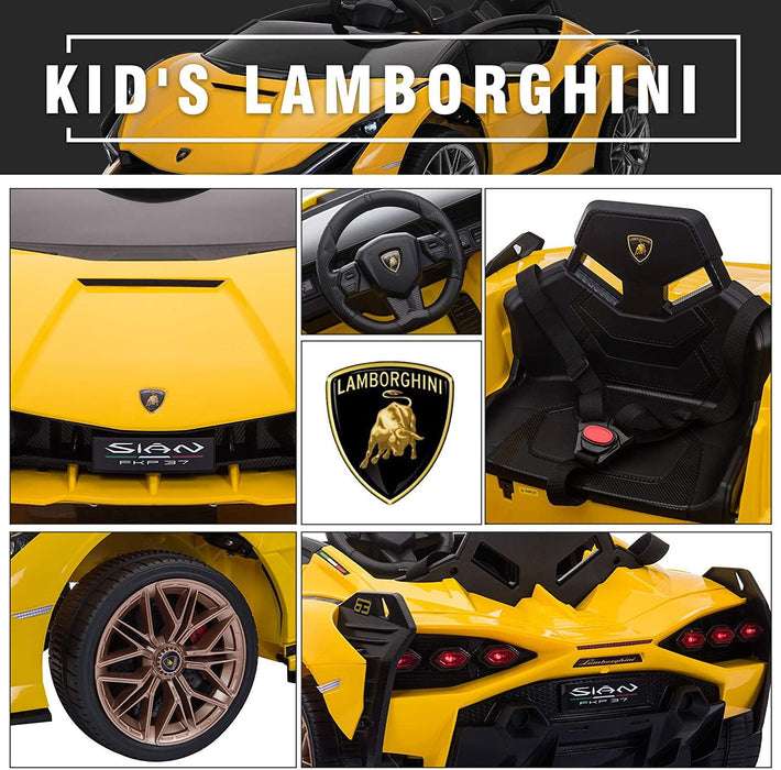 12V Kids Lamborghini Sian in Yellow Color view of different parts