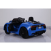 Blue 12V Audi R8 Spyder Left Side Back view with door open Ride on Cars for Kids with Official License badge