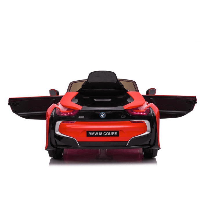 BMW i8 Coupe Ride on Cars for kids in Red Color back side view with both door open
