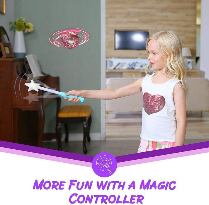 Girls playing with Flynova Pro Flying Ball in Red Color with Magic Controller