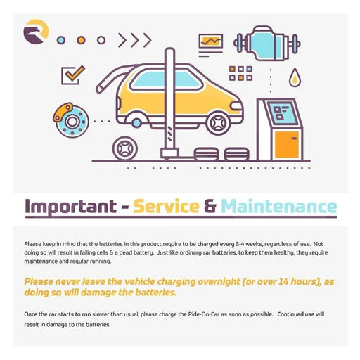 12V Audi RS e-Tron GT Ride-on Car for Kids in blue Important-Service-and-Maintenance