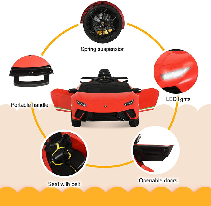 12V Licensed Lamborghini Huracan Ride-on Car for Kids in Orange