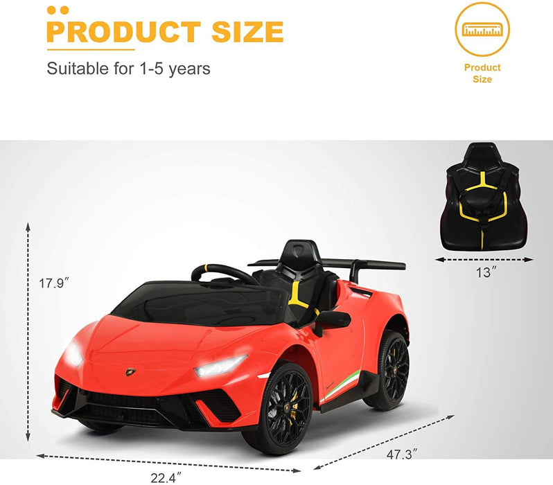 12V Licensed Lamborghini Huracan Ride-on Car for Kids in Orange