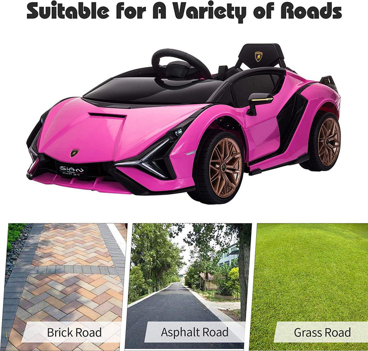 12V Licensed Lamborghini SIAN Ride-on Car for Kids in pink