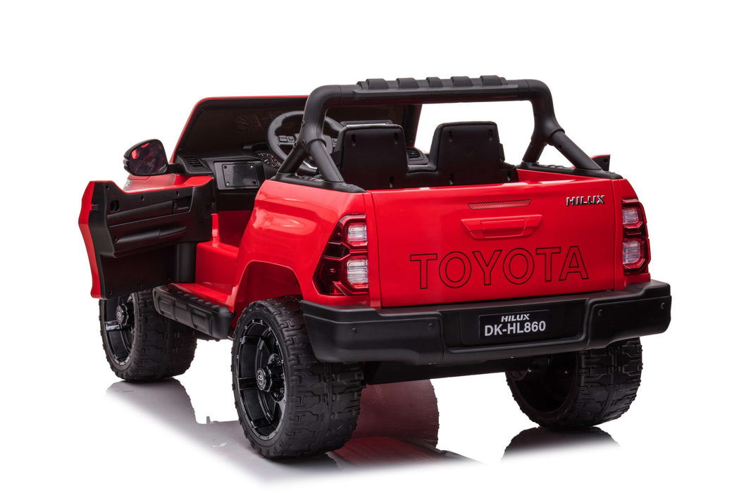Toyota Hilux Kids ride on Car back side view in Wine Red Color with one door open