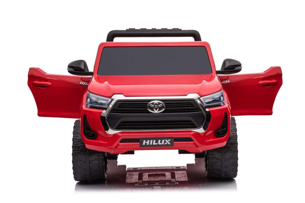 Toyota Hilux Kids ride on Car front view in Wine Red Color with door open