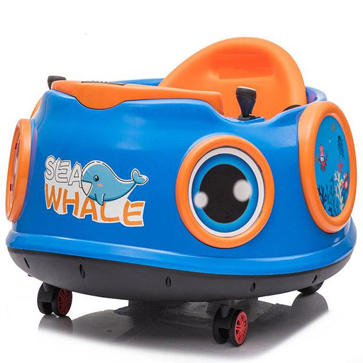6V Ride on Bumper car for kids in Sea whale in blue design with front view
